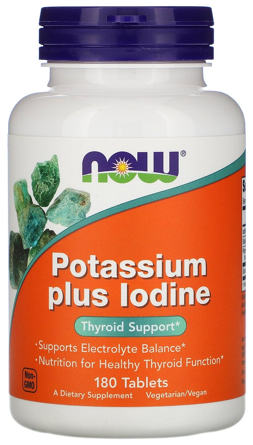 Таблетки NOW Potassium Plus Iodine, 180 шт.