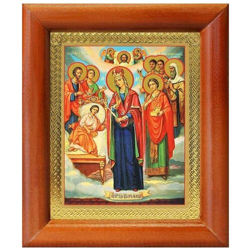 Икона Богородицы Целительница и святые врачеватели, рамка 8*9,5 см