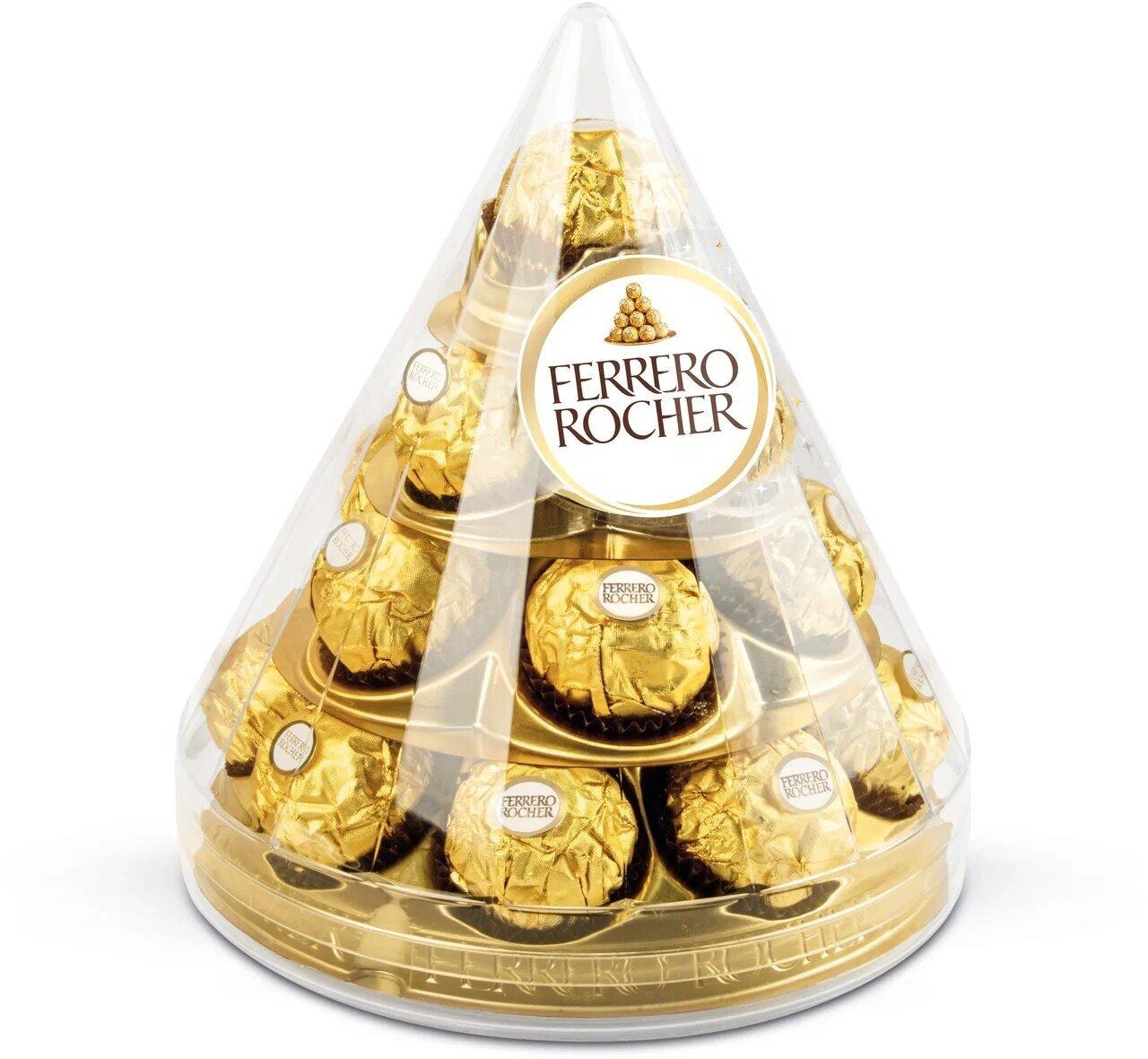 Набор конфет Ferrero Rocher  из молочного шоколада, с начинкой из крема и лесного ореха, конус,  212.5 г