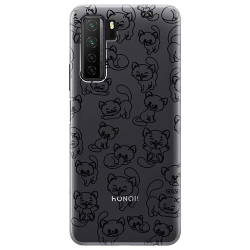 фото Ультратонкий силиконовый чехол-накладка для huawei nova 7 se / honor 30s с 3d принтом "cute kitties" gosso