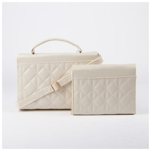 фото Набор сумок, отдел на клапане, длинный ремень, цепочка, цвет бежевый noname