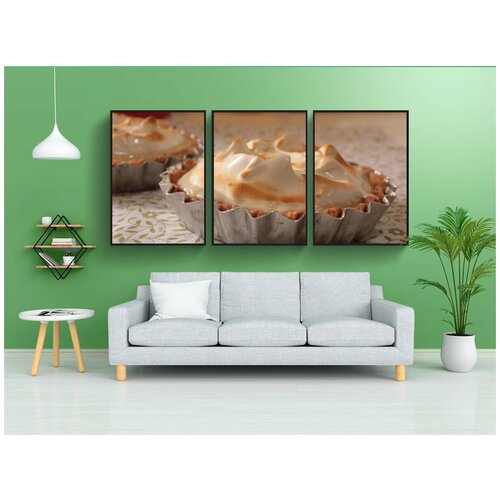 фото Набор модулных постеров для интерьера "тарталетка, пирог, лимонный пирог" 60x90 см. в тубусе, без рамки lotsprints