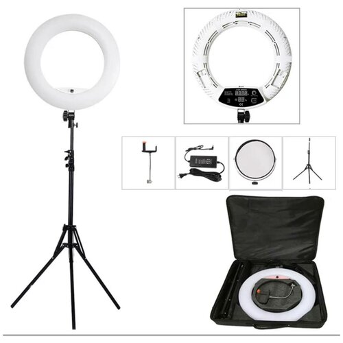 Кольцевая лампа Yidoblo FD 480II WHITE белая с сумкой штативом зеркалом и креплением для камеры и смартфона 1379000₽