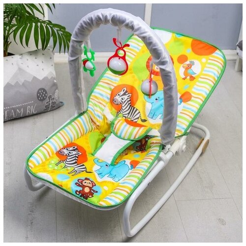 Шезлонг - качалка для новорождённых «Африка», игровая дуга, игрушки микс