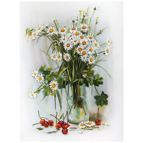 фото Набор для вышивания panna живая картина jk-2036 ( жк-2036 ) ромашки и вишни 1 шт.