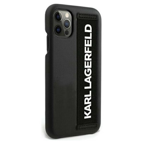 фото Чехол cg mobile karl lagerfeld pu with elastic strap hard для iphone 12/12 pro, цвет черный (klhcp12mstklbk) klhcp12mstklbk