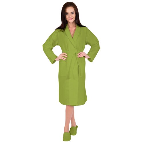 фото Халат вафельный банный, фисташковый, размер 5xl (56-60) артдизайн