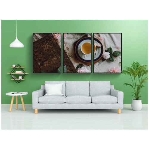 фото Набор модулных постеров для интерьера "чашка, цветы, красивая" 60x90 см. в тубусе, без рамки lotsprints