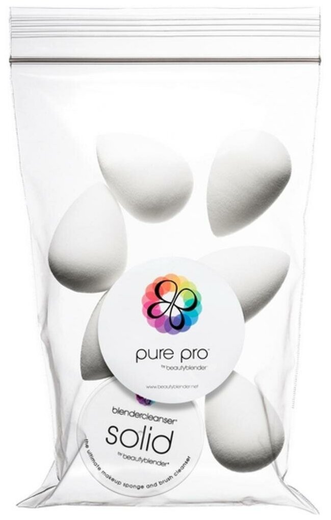 6 Спонжей BEAUTYBLENDER beautyblender pure и мыло для очистки solid blendercleanser 30 г белый