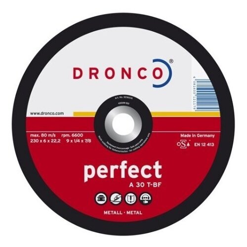 Шлифовальный диск по металлу Perfect A30T 230x6x22,23 Dronco (1шт)