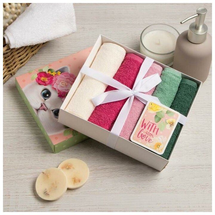 фото Набор махровых салфеток "So pretty" 30х30 см -5шт, 100% хл, 340гр/м2