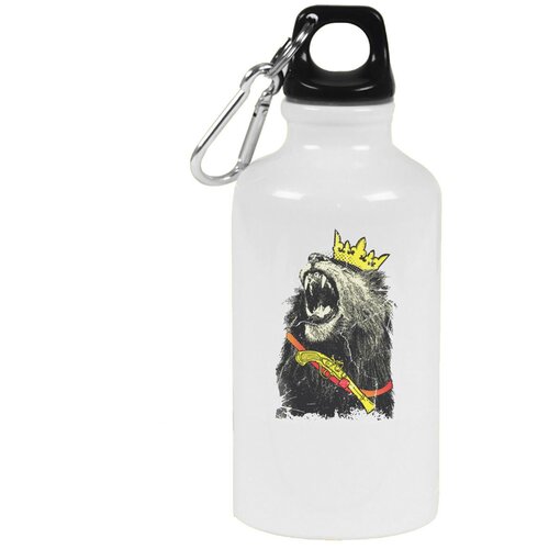 Бутылка с карабином CoolPodarok Животные Лев с желтой короной