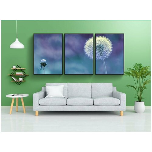 фото Набор модулных постеров для интерьера "одуванчик, завод, закрывать" 60x90 см. в тубусе, без рамки lotsprints