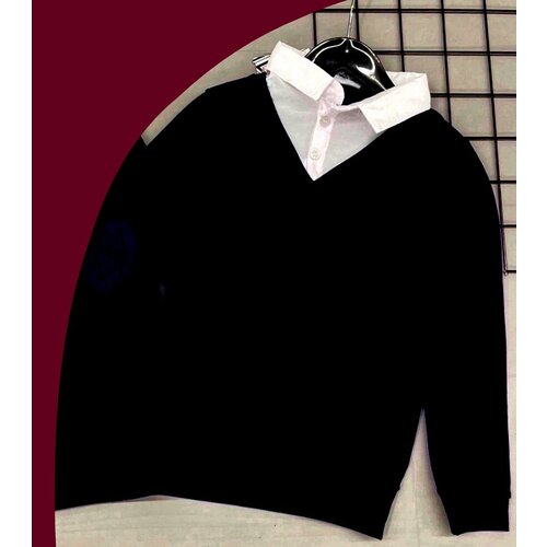 фото Джемпер modernfeci, длинный рукав, без карманов, манжеты, трикотажный, размер 29/110-116, белый, черный