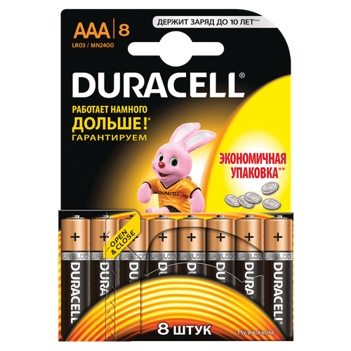 Батарейки алкалиновые Duracell Basic AAA LR03 MN2400 8шт