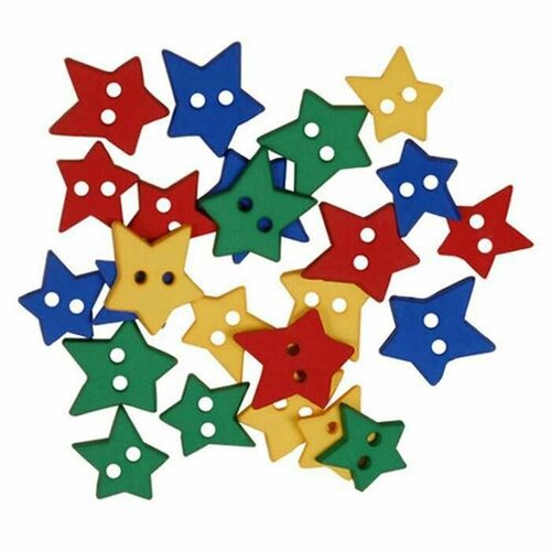 Пуговицы Favorite Findings - матовые звезды, пластиковые, яркие, 23 шт, 1 упаковка