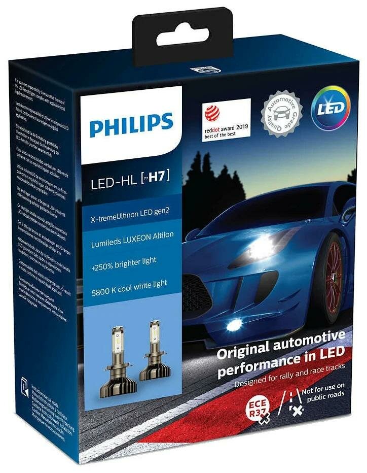 Лампы автомобильные светодиодные PHILIPS H7 X-treme Ultinon LED gen2 5800K (2 шт.) PHILIPS-11972XUWX2