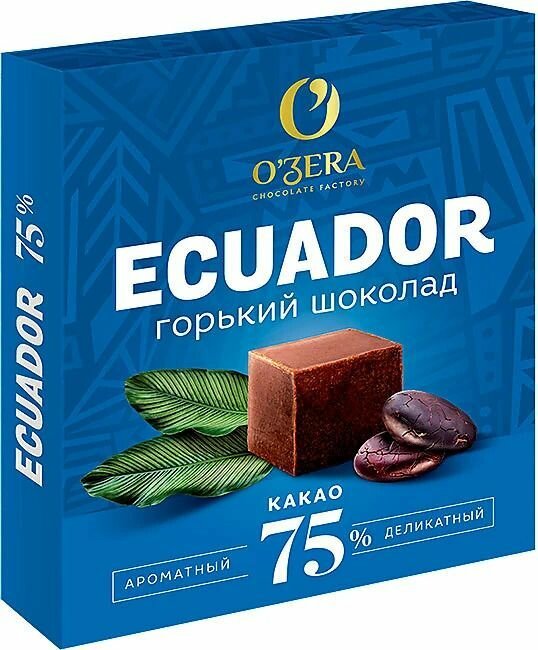 Шоколад O'Zera горький Ecuador 75% 90 г, набор из 5 шт.