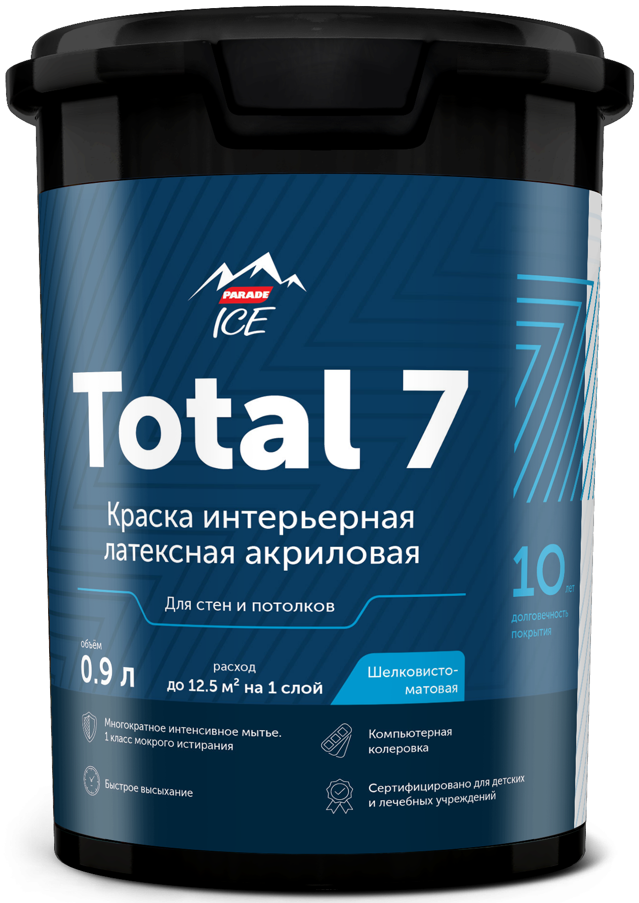 Краска водно-дисперсионная для стен и потолков Parade Total 7 база С 0.9 л