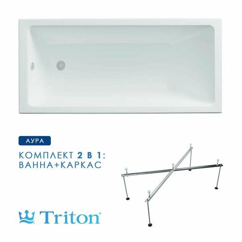 Ванна акриловая Triton Аура 160х70 в комплекте с каркасом