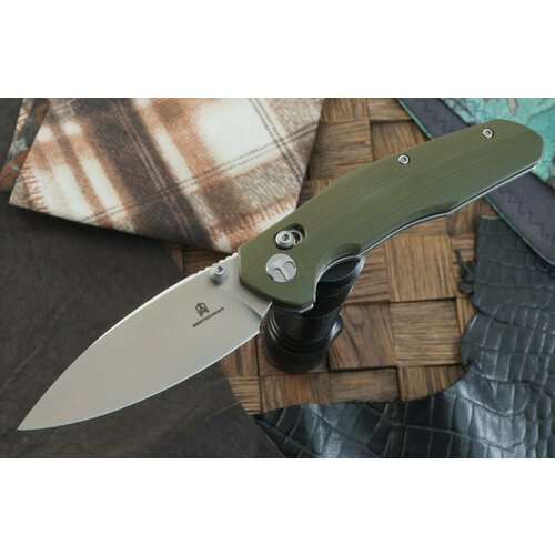 фото Складной нож bestechman ronan, сталь 14c28n, сатин, рукоять зеленый g-10 bestech knives