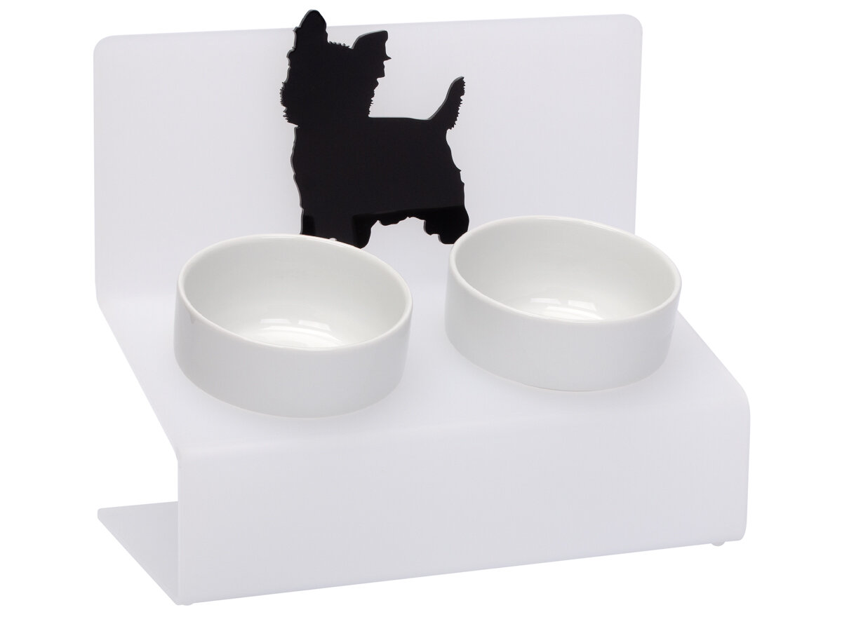 Миска для собак на подставке с наклоном Artmiska "Йорк" XS двойная 2x360 мл, белая