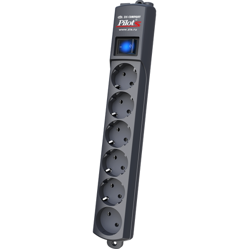 Pilot S surge protector 6 outlets (EUR 5 + 1 without grounding) 3 m, graphite