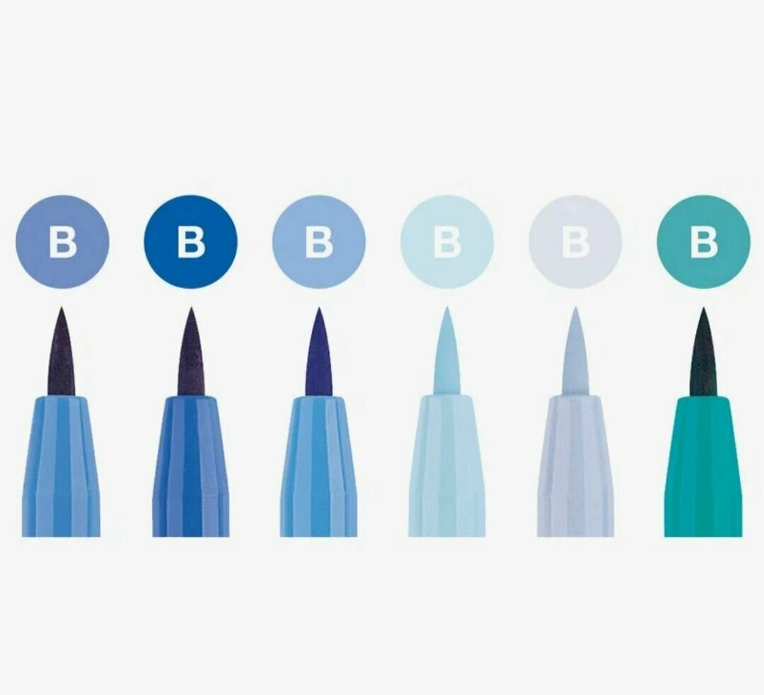 Набор Faber-Castell PITT Artist Pen оттенки синего 6 шт. - фото №10