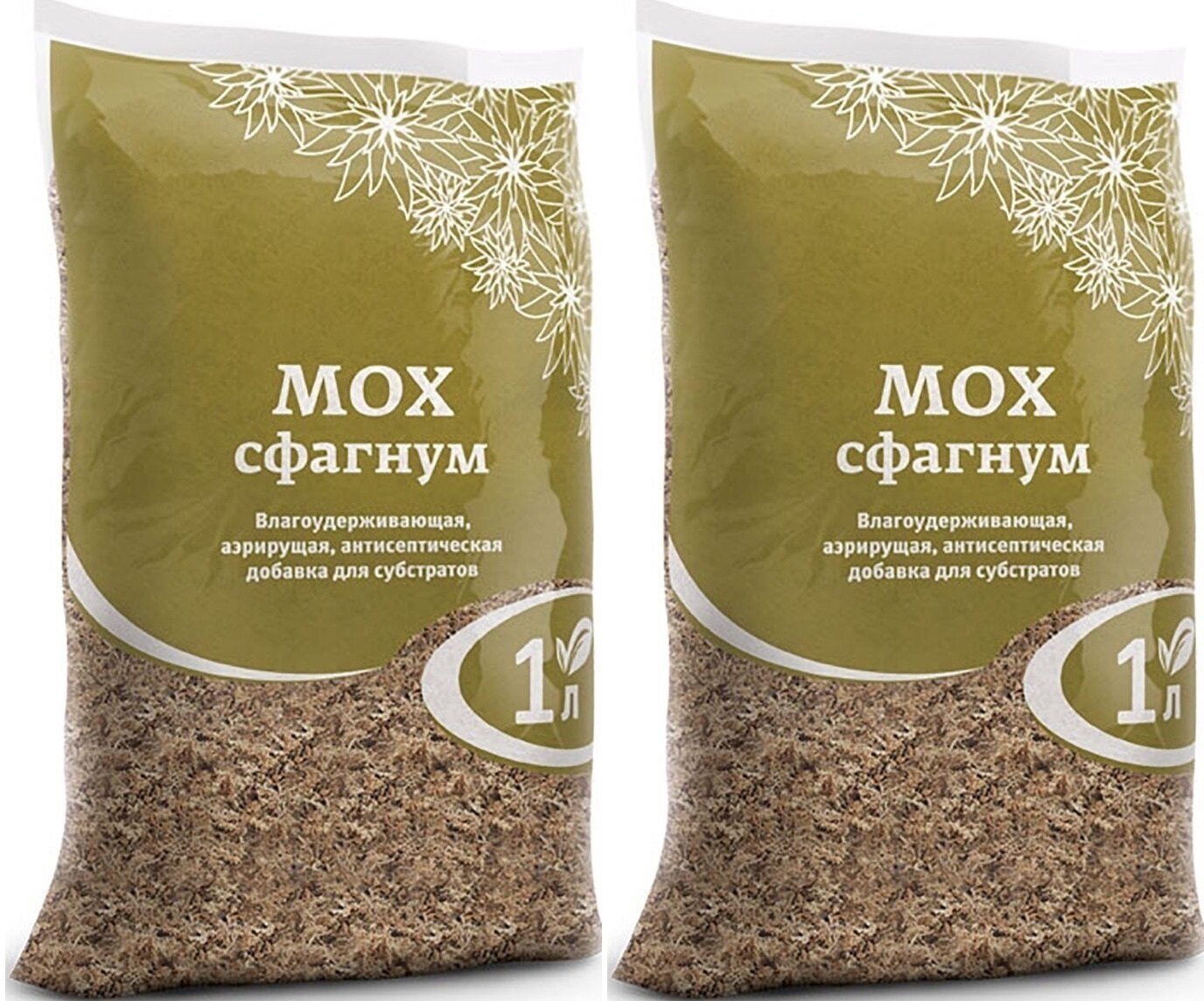 Мох сфагнум, 2 шт по 1 л....
