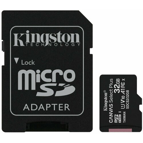 Флеш карта microSDHC 32Gb Class10 Kingston SDCS2/32GB Canvas Select Plus + adapter