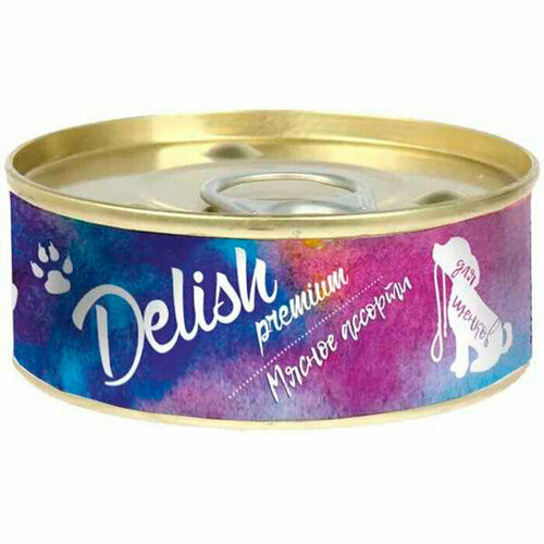Delish premium для щенков консервы 100 гр мясное ассорти 12 шт