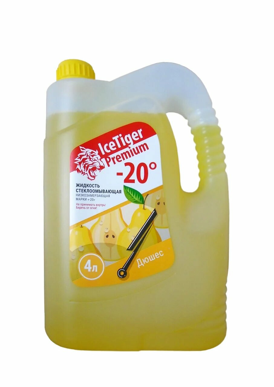 Жидкость стеклоомывающая низкозамерзающая Ice Tiger Premium -20 (желтая-дюшес) NEW (4л)