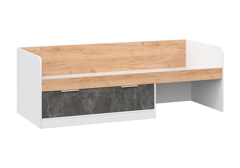 фото Кровать для ребенка ТриЯ Чарли тип 1 белый / дуб крафт золотой / ателье темный 204.2х84.2х69.7 см