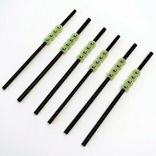 Трубочки для коктейля Тыква набор 6 шт светится в темноте 409₽