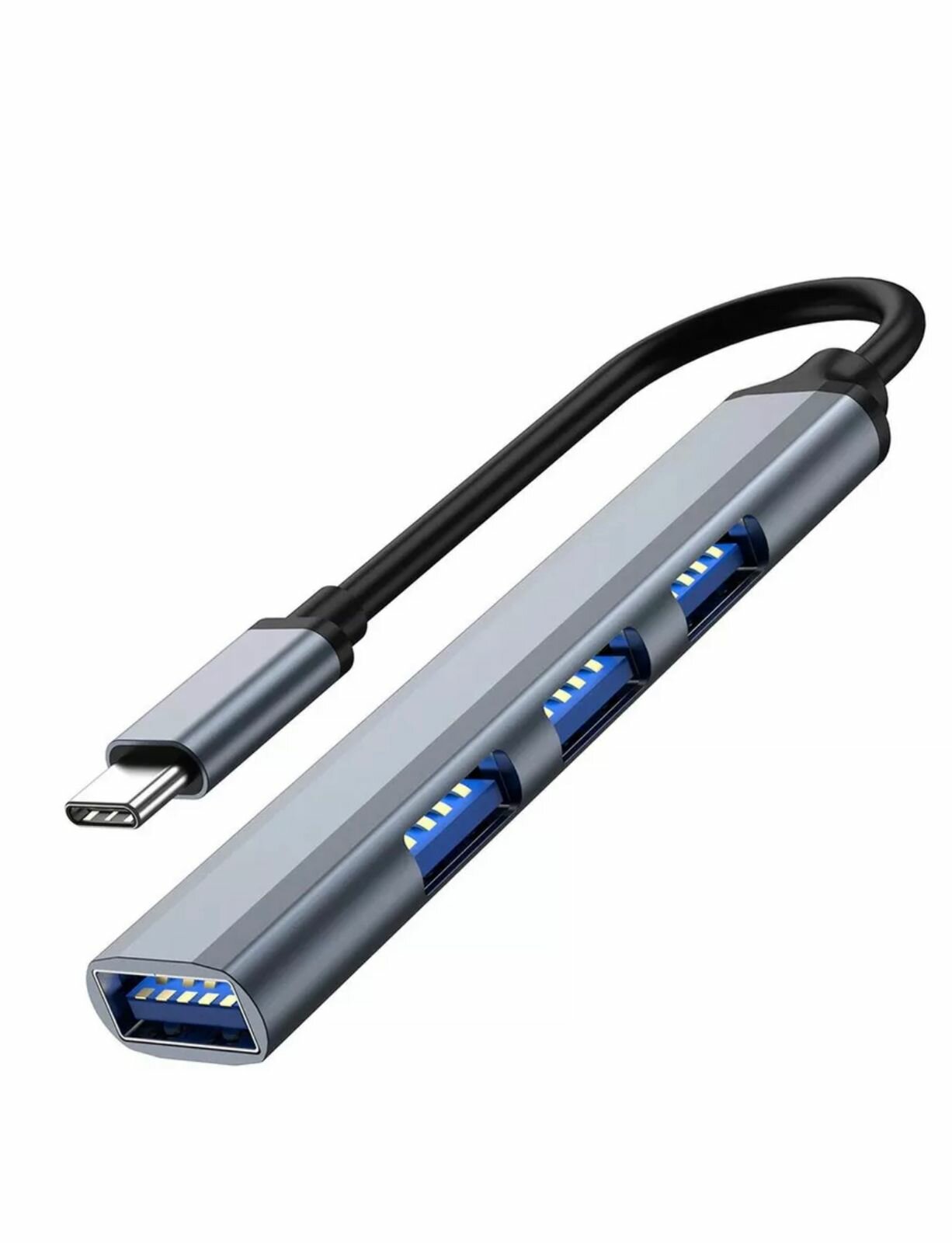 "Разветвитель для MacBook и ноутбуков" - 4 порта USB / HUB Type C на 4 USB/Серый — фото 5
