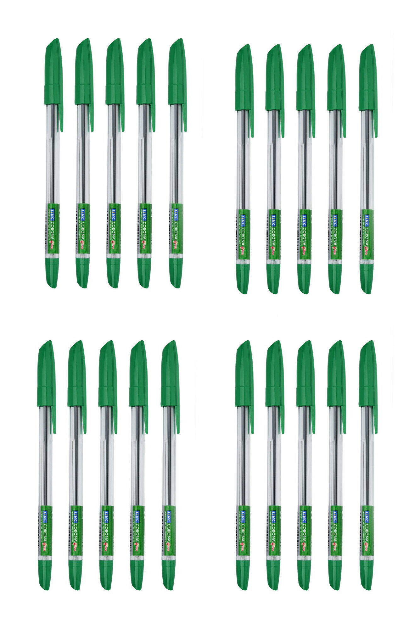 Ручка шариковая LINC Corona Plus 0,7 мм зеленая - 20 штук