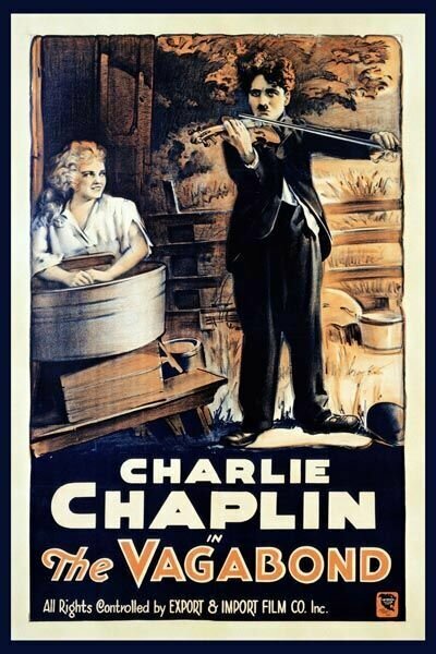 Плакат постер на бумаге иностранный Poster for Charlie Chaplin in The Vagabond. Размер 21 х 30 см