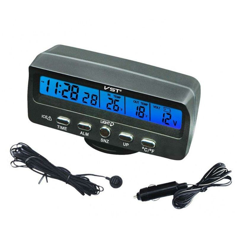 Автомобильные часы VST-7045V / температура - внутри и снаружи/ будильник / вольтметр / LED-подсветка