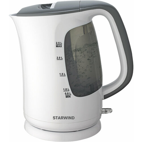 Чайник электрический Starwind SKG3025 2.5л. 2200Вт белый/серый корпус: пластик