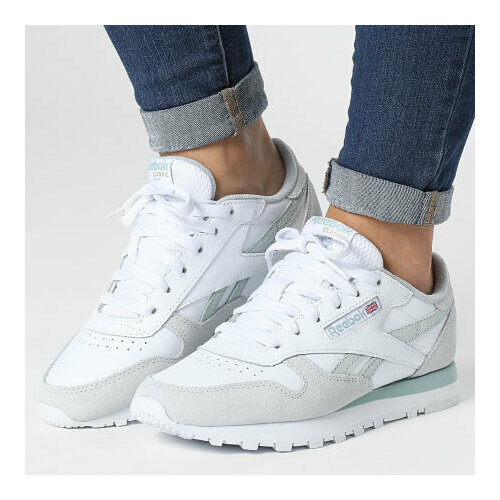 фото Кроссовки reebok classic leather, размер 6,5 us, серый, белый