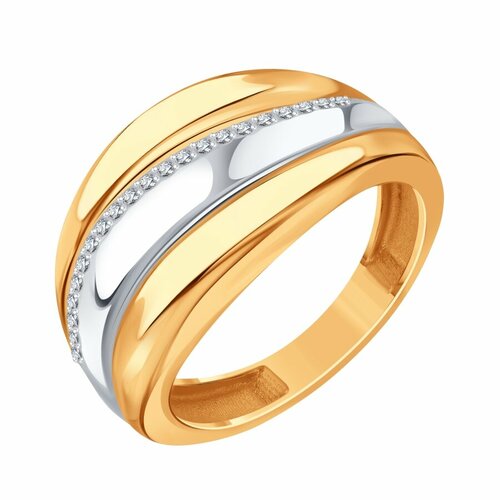 фото Кольцо diamant online, золото, 585 проба, фианит, размер 17, прозрачный