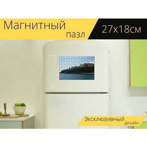 Магнитный пазл Корсика, морской берег, прибрежный город на холодильник 27 x 18 см. магнитный пазл водные лыжи испанский прибрежный город отпуск на холодильник 27 x 18 см