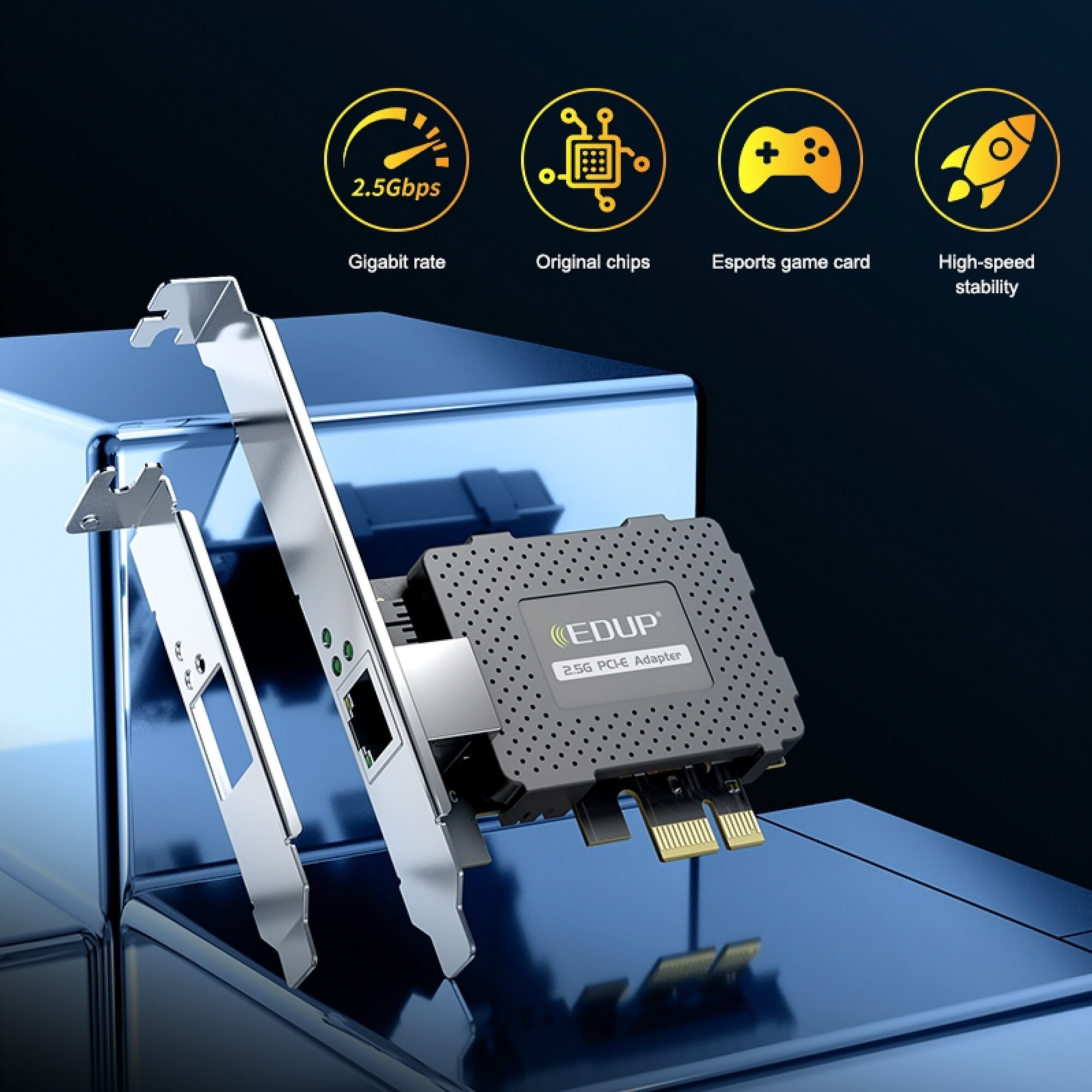 2.5Gbps PCI-E игровая сетевая карта EDUP EP-9635C (Realtek RTL8125) — фото 4
