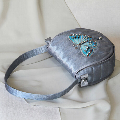 фото Сумка , фактура гладкая, стеганая, серый, черный красотуля