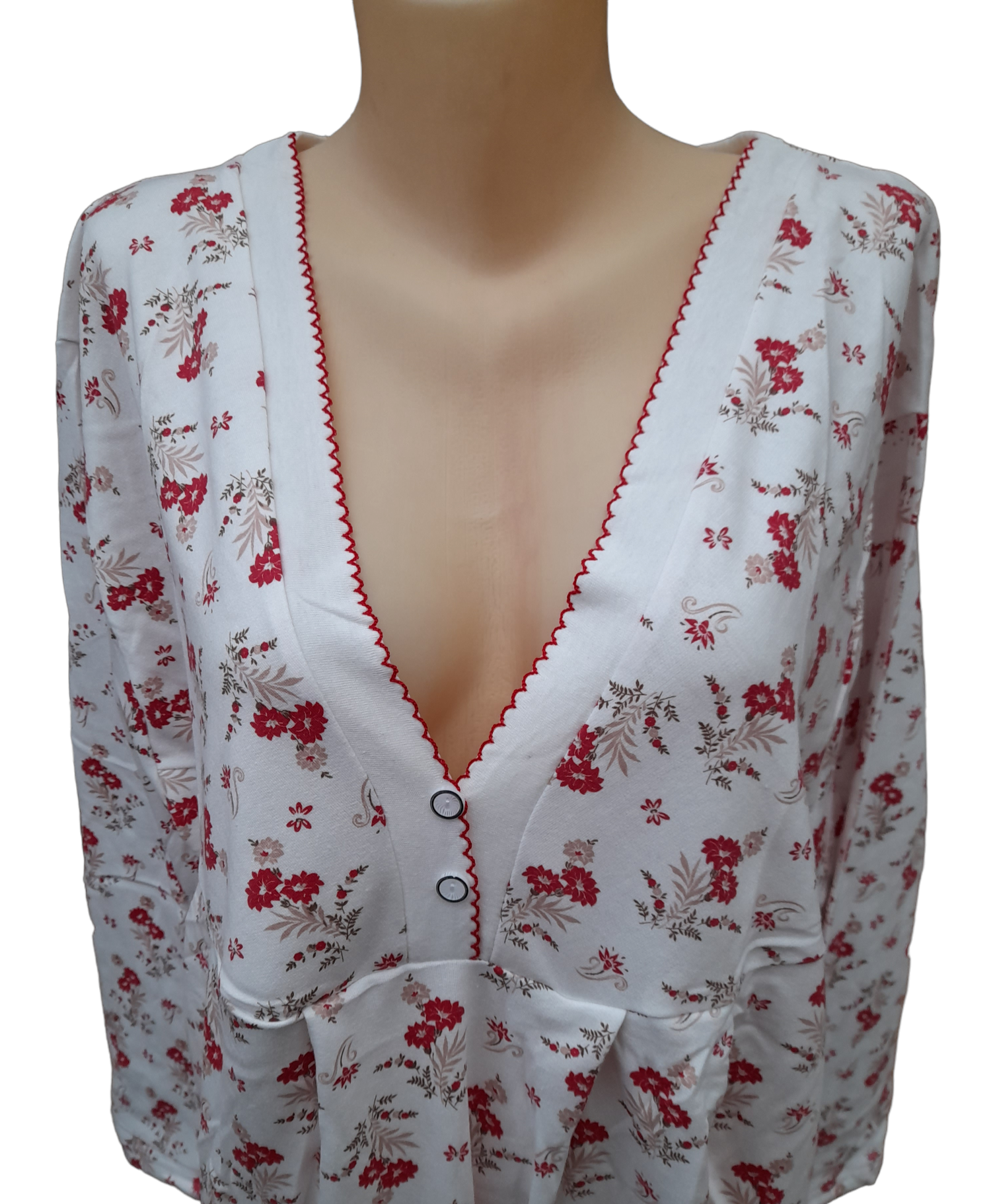 Ночная сорочка женская сейлан с начесом,красный/белый,56-58 размер - фотография № 2