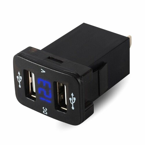 Разветвитель авто с вольтметром врезной 2USB 5В21А TDS TS-CAU47 Синий 849₽