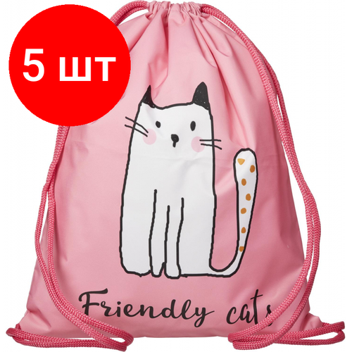 Комплект 5 штук, Мешок для обуви №1School Friendly cats 360x470 мм, Мо-26-1