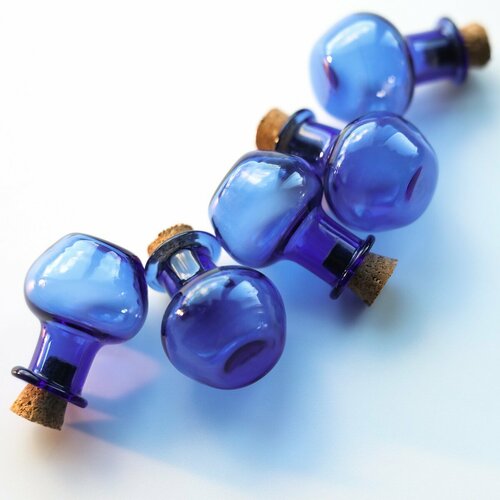 Бутылочки мини декоративные 2 шт./ бутылочки для рукоделия с пробкой, размер 21x18 мм, синий