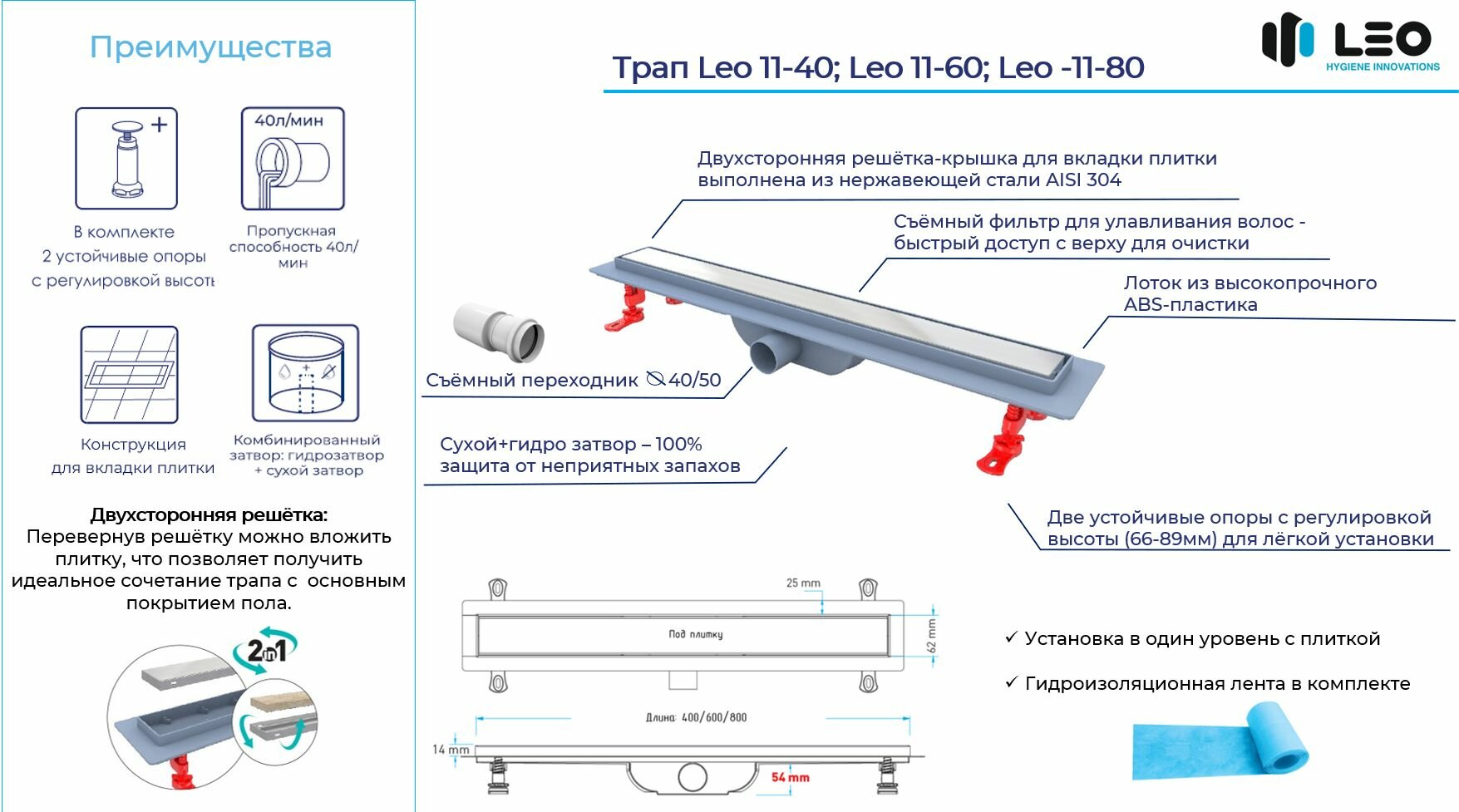 Душевой трап RGW SDR-08B (800) - фото №11