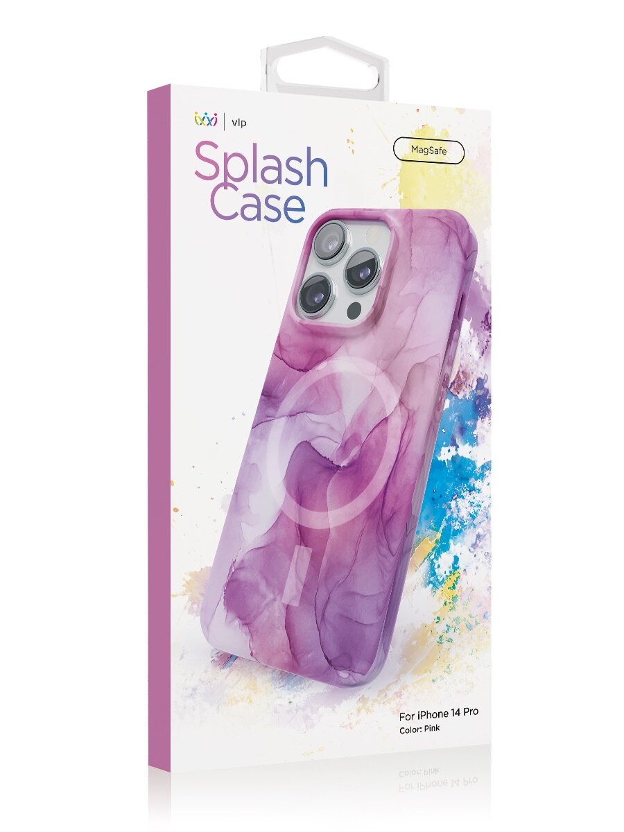 Чехол защитный VLP Splash case с MagSafe для iPhone 14 Pro, розовый - фото №4